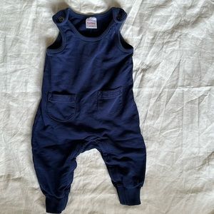 Hanna Andersson navy French terry pocket overalls